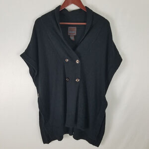 Even Cardigan Womens Medium Sweater‎ Black Button Sides Short Sleeve Top Acrylic